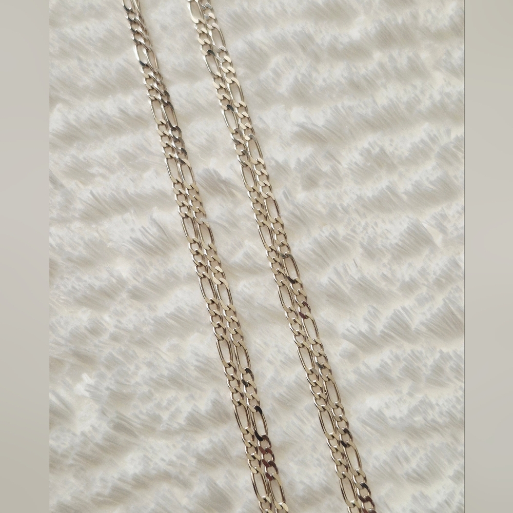 Vintage Sterling Silver Diamond-Cut Figaro Chain Necklace
